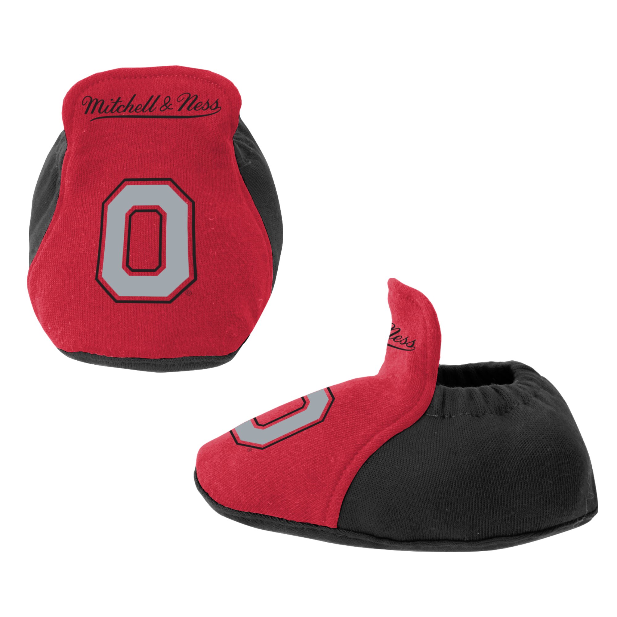 Infant Mitchell & Ness Black/Scarlet Ohio State Buckeyes 3-Pack Bodysuit, Bib and Bootie Set - Image 5