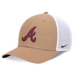 Men's Nike Atlanta Braves Khaki Rise Trucker Adjustable Hat