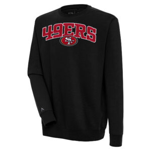 Men's Antigua  Black San Francisco 49ers Victory Chenille Pullover Sweatshirt