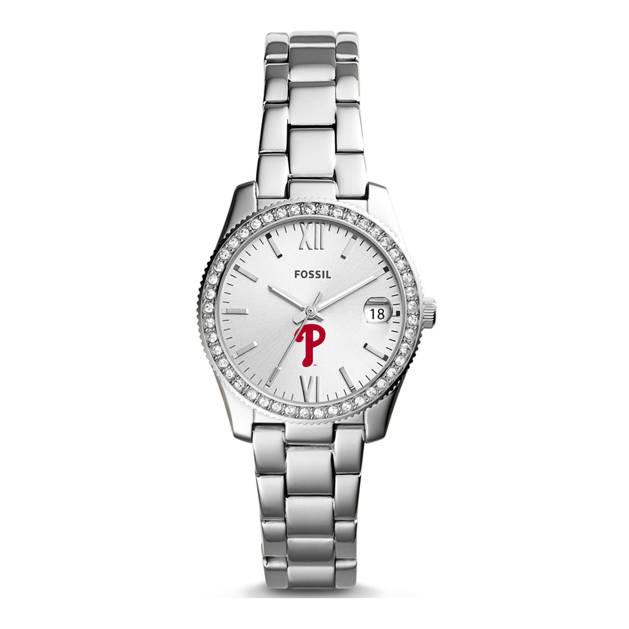 Women's Fossil Silver Philadelphia Phillies Scarlette Stainless Steel Watch