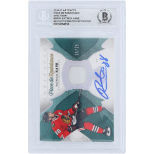Patrick Kane Chicago Blackhawks Autographed 2016-17 Upper Deck Artifacts Piece de Resistance Spectrum Relic #PR-PK #25/25 Beckett Fanatics Witnessed Authenticated Card