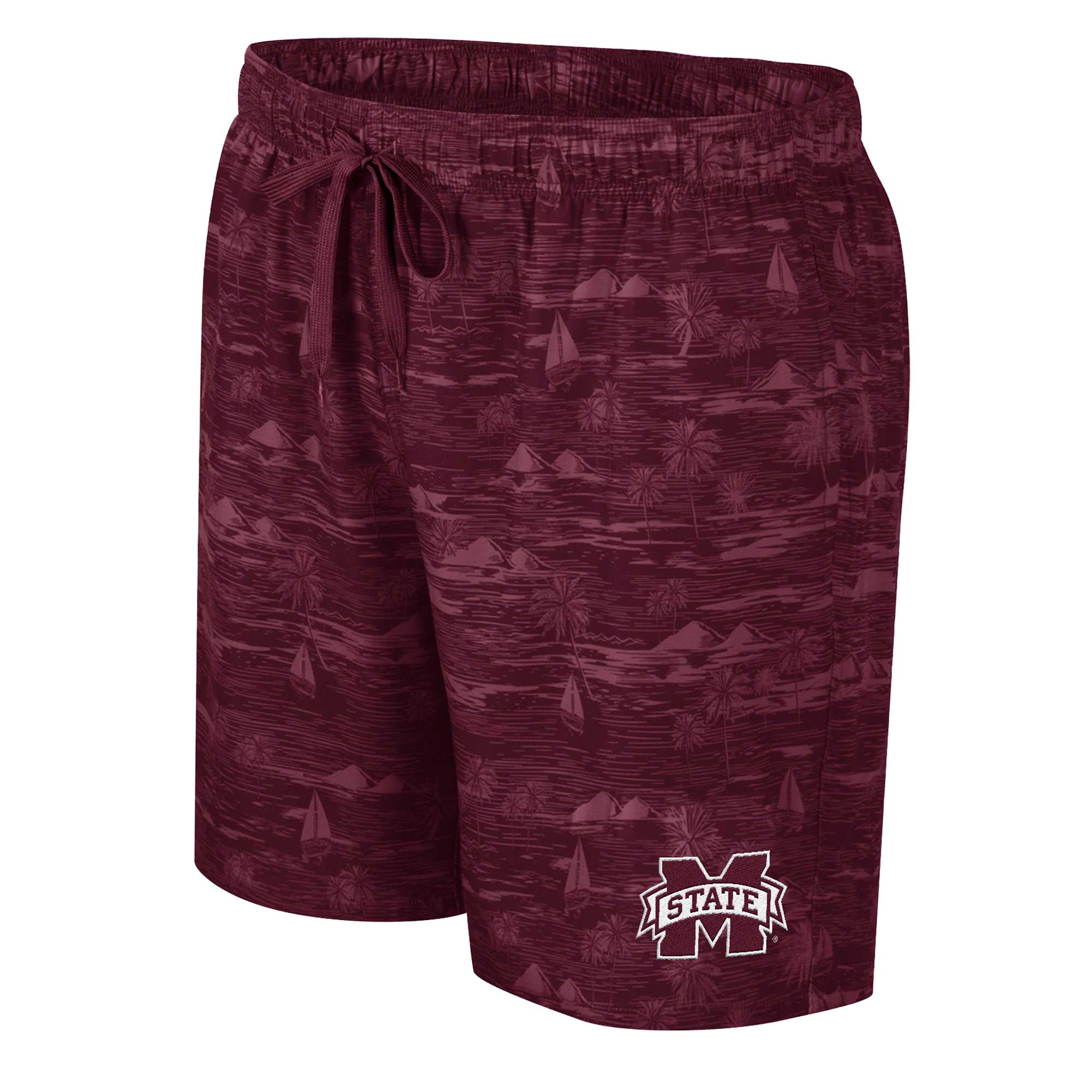 Men's Colosseum Maroon Mississippi State Bulldogs Ozark Swim Shorts - Image 6