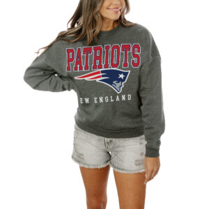 Women's Gameday Couture  Charcoal New England Patriots  Bring The Energy Pullover Sweatshirt