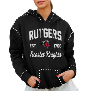 Women's Gameday Couture  Black Rutgers Scarlet Knights Studded Pullover Hoodie