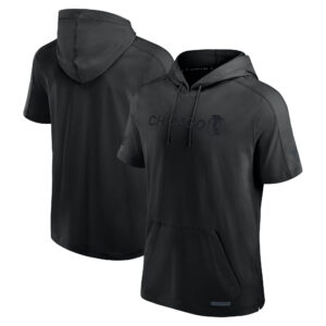 Men's Fanatics  Black Chicago Blackhawks Authentic Pro Road Lightweight Short Sleeve Pullover Hoodie