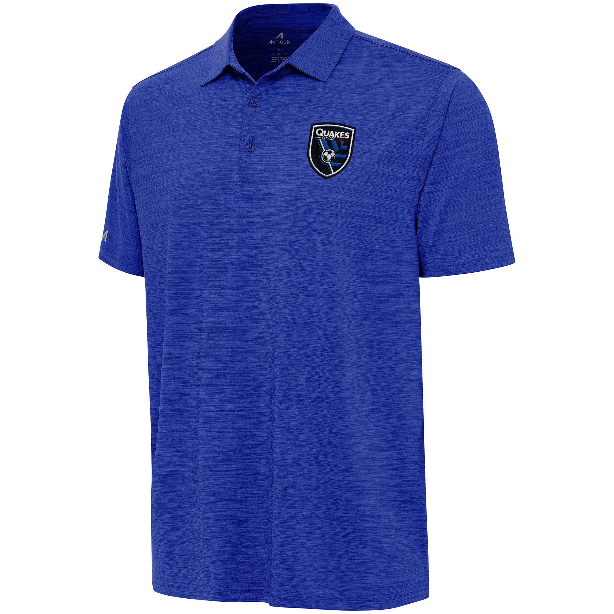 Men's Antigua Heather Royal San Jose Earthquakes Layout Polo