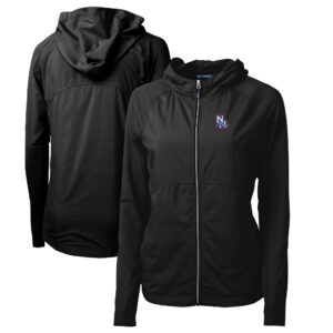 Women's Cutter & Buck Black New Hampshire Fisher Cats Adapt Eco Knit Hybrid Recycled Raglan Full-Zip Jacket