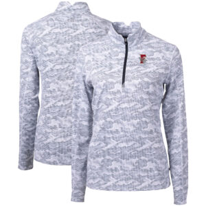 Women's Cutter & Buck  Charcoal Fresno Grizzlies Traverse Camo Stretch Quarter-Zip Pullover Top