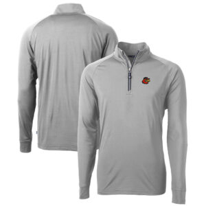 Men's Cutter & Buck  Gray Rochester Red Wings Adapt Eco Knit Stretch Recycled Quarter-Zip Pullover