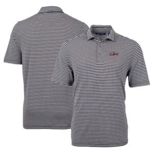 Men's Cutter & Buck Black Lansing Lugnuts DryTec Virtue Eco Pique Stripe Recycled Polo