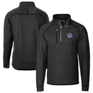 Men's Cutter & Buck Heather Charcoal South Bend Cubs Big & Tall Mainsail Sweater-Knit Half-Zip Pullover Jacket