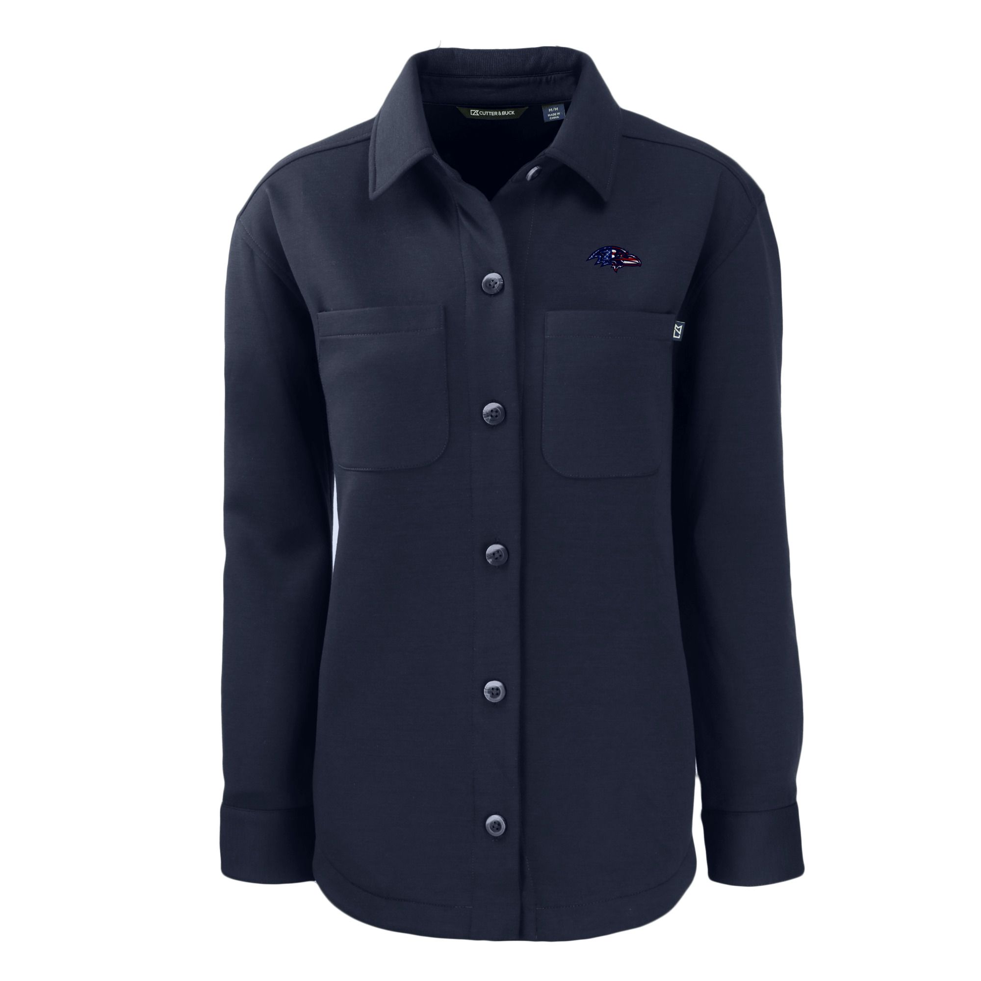 Women's Cutter & Buck Navy Baltimore Ravens Americana Roam Eco Knit Full-Snap Shacket - Image 3
