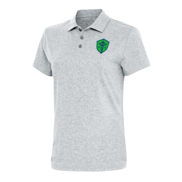 Women's Antigua Heather Gray Seattle Sounders FC Motivated Polo