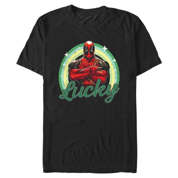 Men's Mad Engine Black Deadpool Lucky St. Paddy's Day Graphic T-Shirt