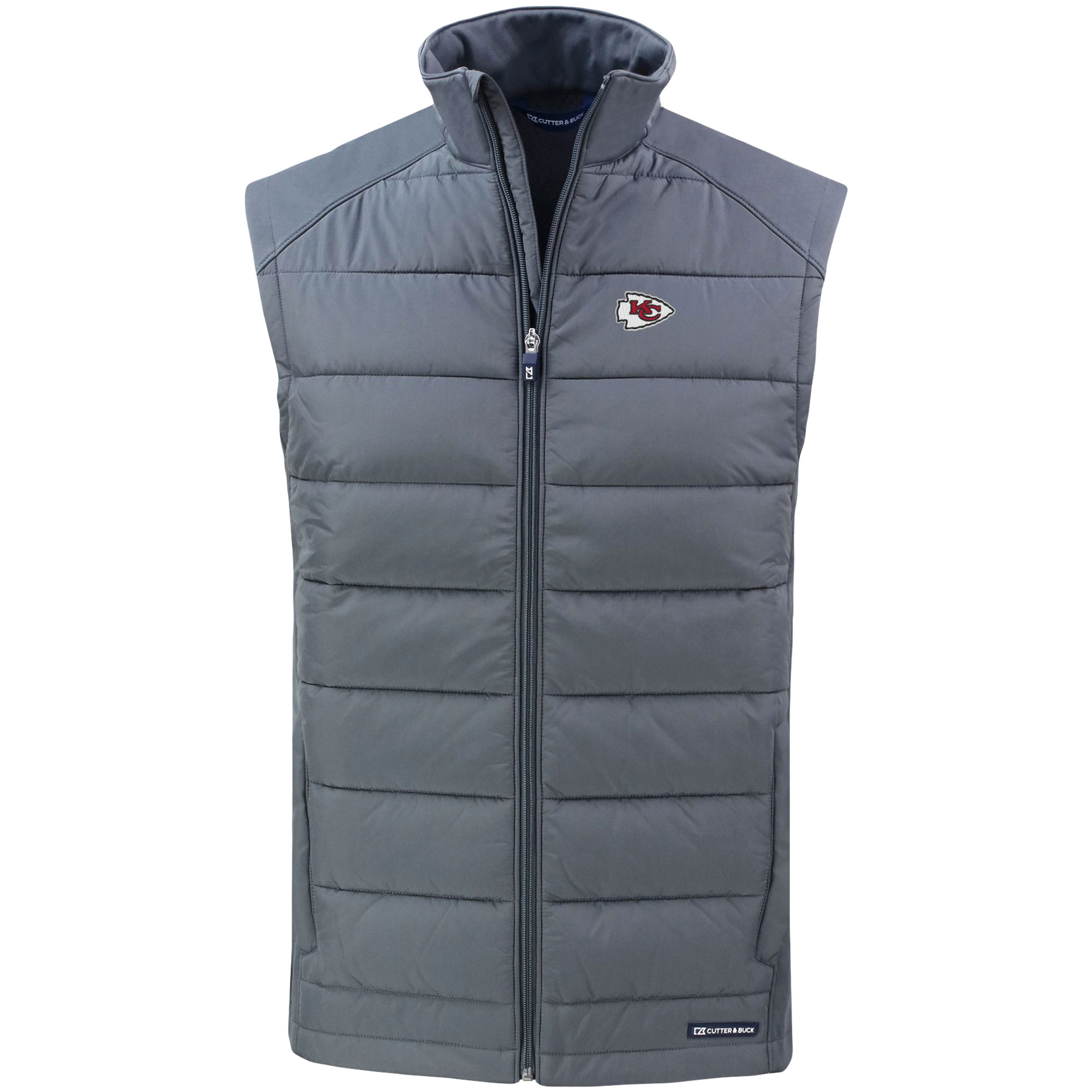 Men's Cutter & Buck Gray Kansas City Chiefs Primary Mark Evoke PrimaLoft Hybrid Eco Softshell Recycled Full-Zip Vest - Image 3
