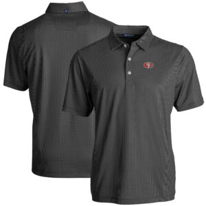 Men's Cutter & Buck Black San Francisco 49ers  Big & Tall Pike Eco Symmetry Print Stretch Recycled Polo