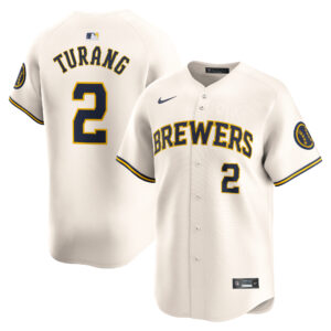 Men's Nike Brice Turang Cream Milwaukee Brewers Home Limited Player Jersey