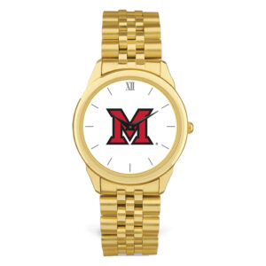 Men's Gold Miami University RedHawks Rolled Link Watch
