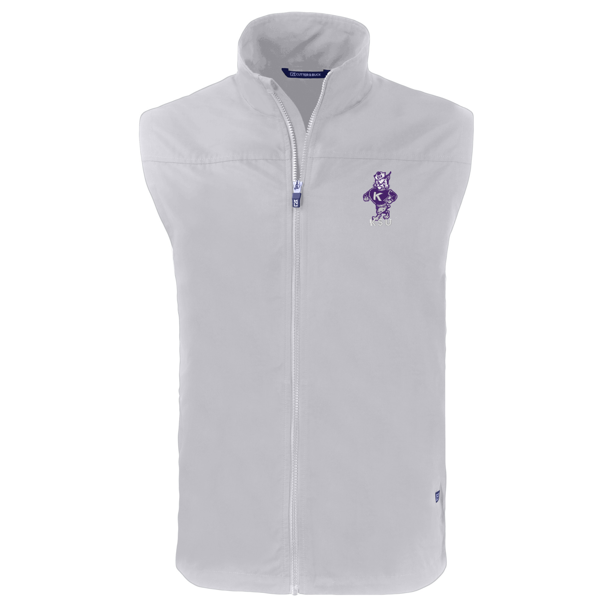 Men's Cutter & Buck Gray Kansas State Wildcats Big & Tall Charter Eco Full-Zip Vest - Image 3