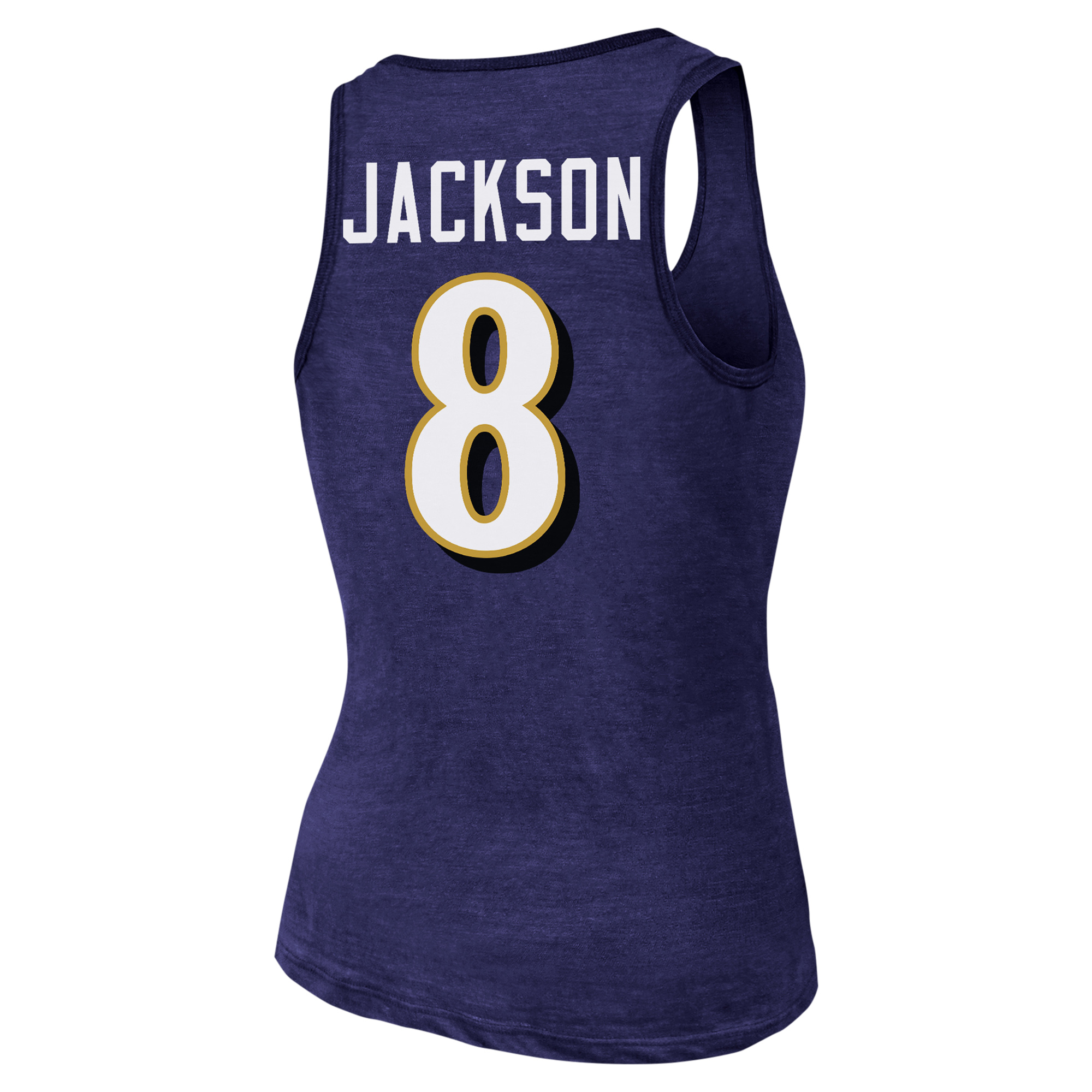 Women's Majestic Threads Lamar Jackson Purple Baltimore Ravens Name & Number Tri-Blend Tank Top - Image 4