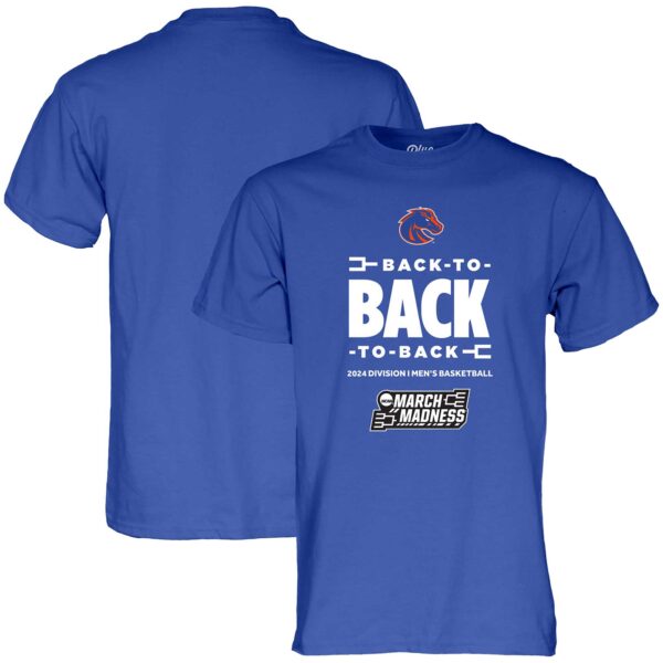 Men's Blue 84 Royal Boise State Broncos 2024 NCAA Men's Basketball Tournament March Madness Three-In-A-Row T-Shirt - Image 5