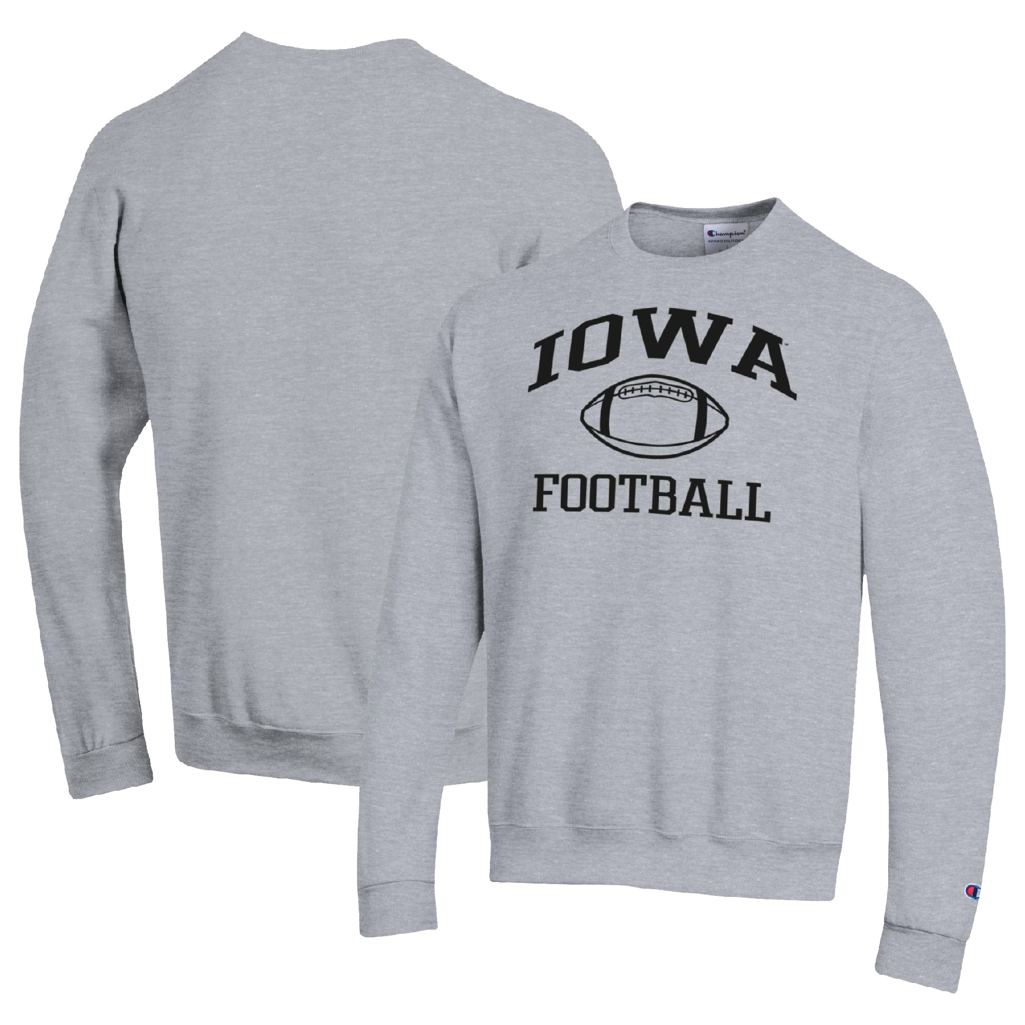 Men's Champion Heather Gray Iowa Hawkeyes Football Icon Pullover Sweatshirt - Image 2