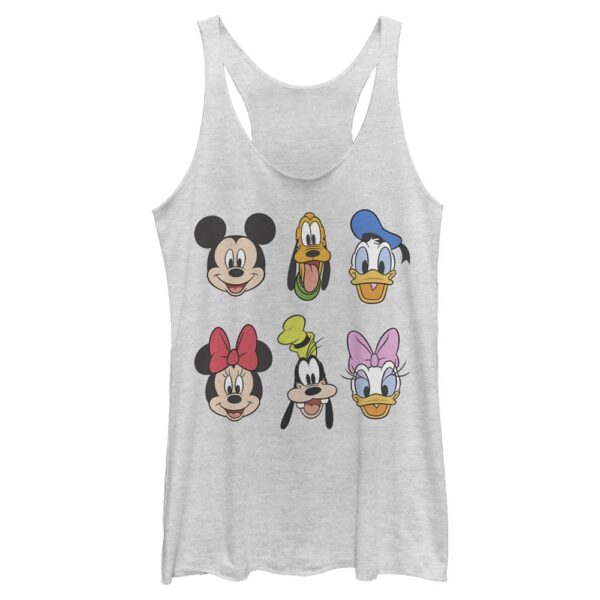 Women's Mad Engine  White Mickey & Friends Stacked Characters Graphic Tri-Blend Racerback Tank Top