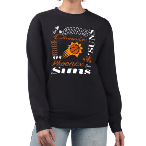 Women's G-III 4Her by Carl Banks Black Phoenix Suns Collage Team Graphic Fleece Pullover Sweatshirt