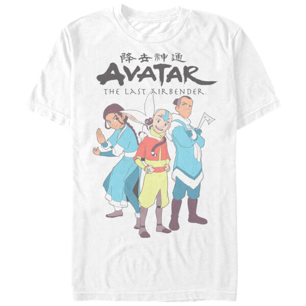 Men's Mad Engine White Avatar: The Last Airbender Simple Lineup Graphic T-Shirt