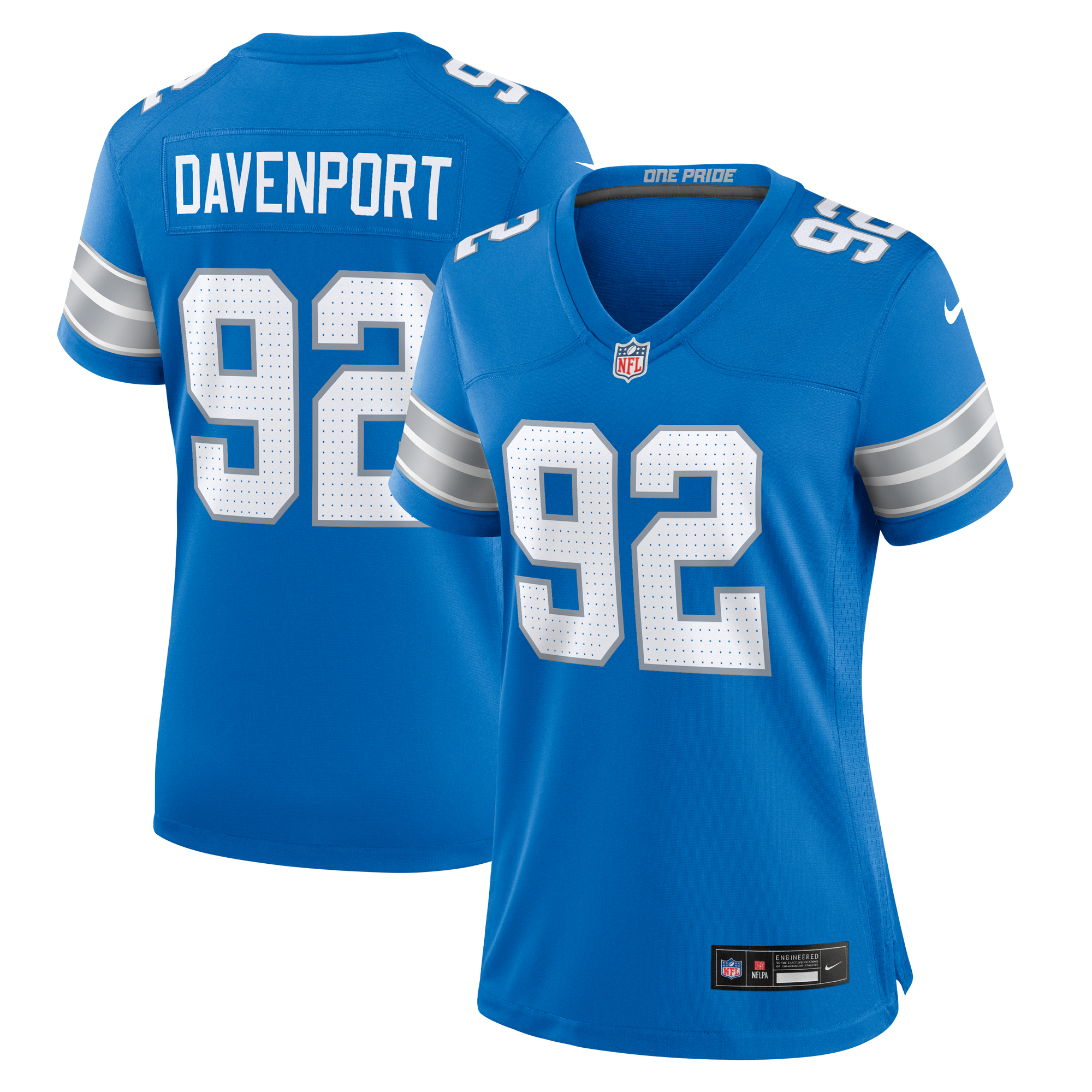 Women's Nike Marcus Davenport Blue Detroit Lions Team Game Jersey - Image 2