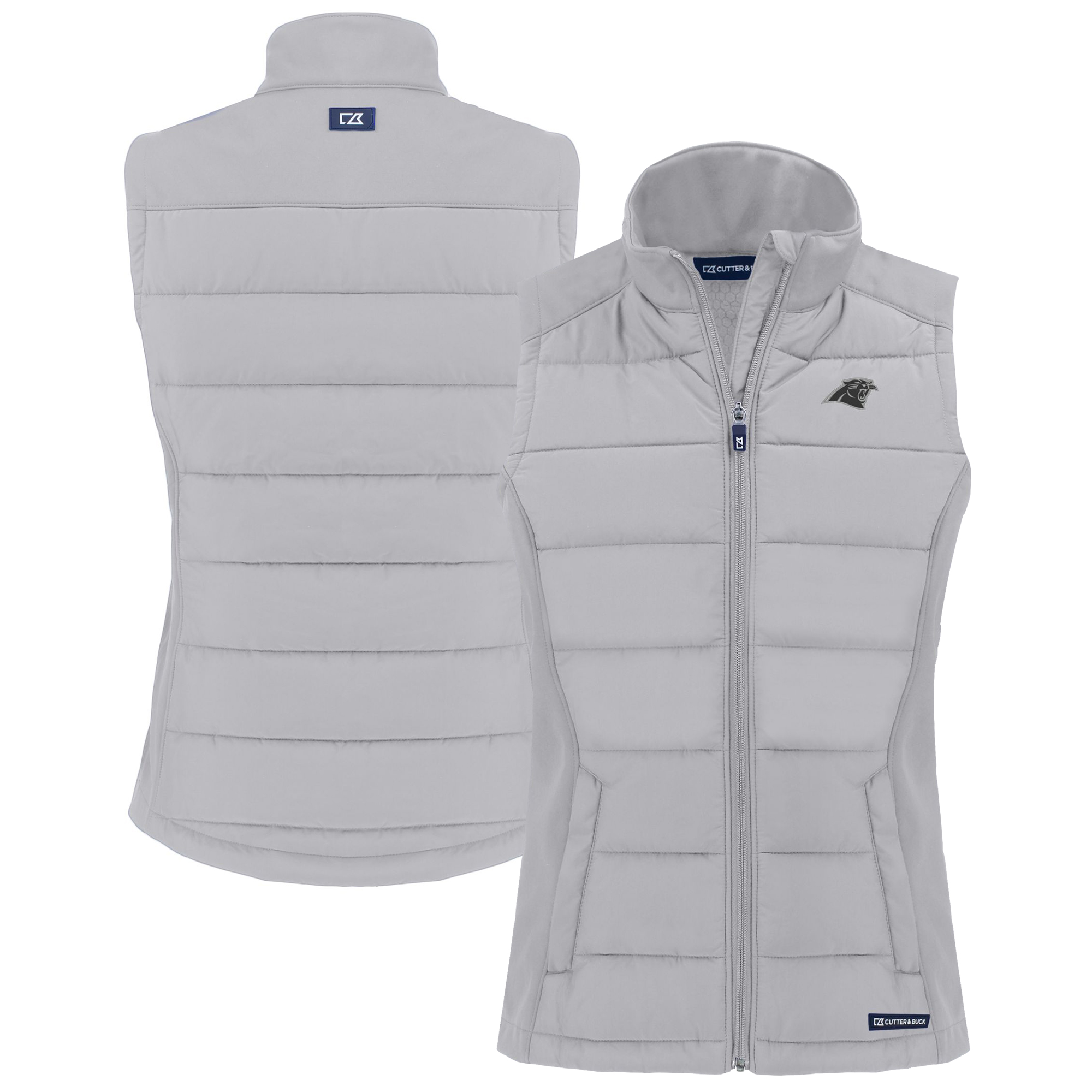 Women's Cutter & Buck Gray Carolina Panthers Evoke Hybrid Eco Softshell Recycled Full-Zip Vest - Image 2