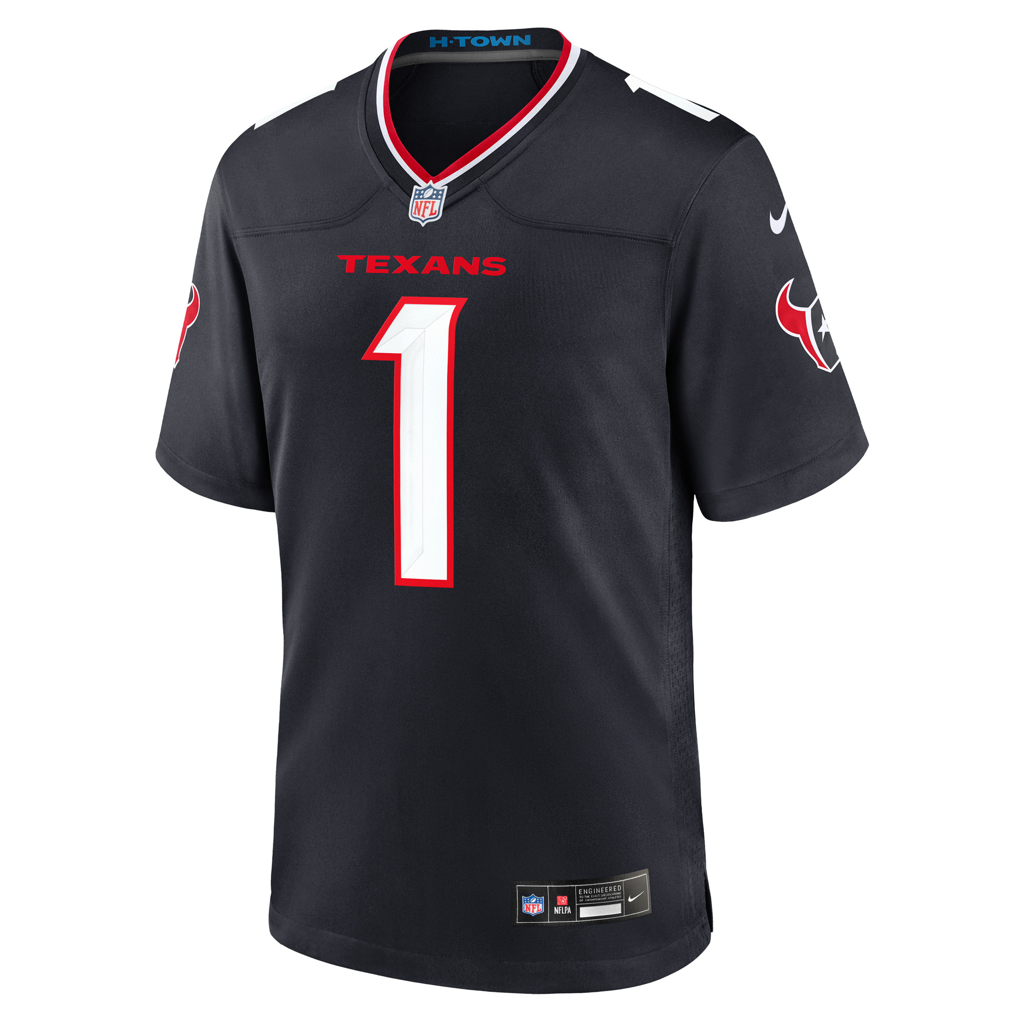 Men's Nike Number 1 Groom Navy Houston Texans Game Jersey - Image 3