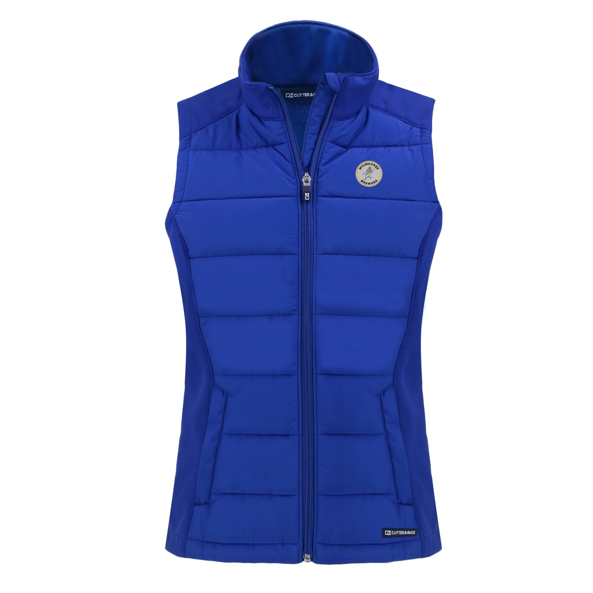 Women's Cutter & Buck Royal Milwaukee Brewers Cooperstown Collection Evoke Hybrid Eco PrimaLoft Softshell Recycled Full-Zip Vest - Image 6