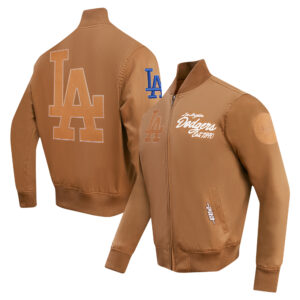 Men's Pro Standard Brown Los Angeles Dodgers Paint The City Twill Full-Zip Jacket