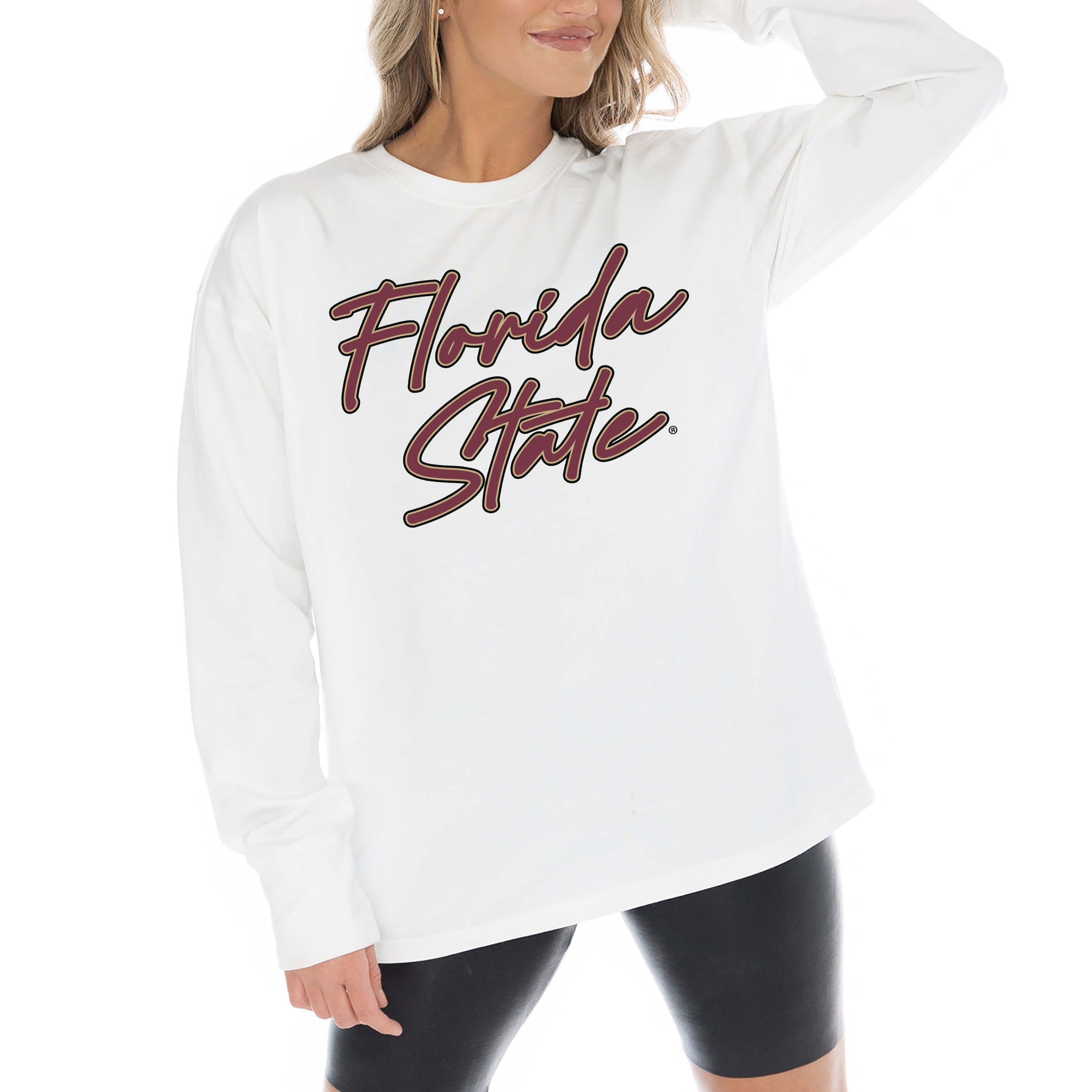 Women's Gameday Couture White Florida State Seminoles Midweight Oversized Long Sleeve T-Shirt - Image 3