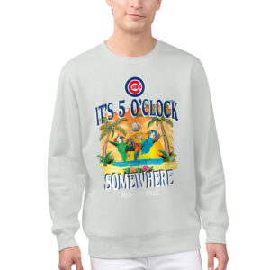 Men's Margaritaville Silver Chicago Cubs Five O'Clock Graphic Pullover Sweatshirt