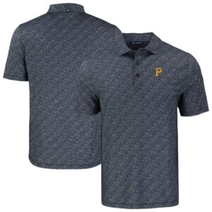 Men's Cutter & Buck Black Pittsburgh Pirates Pike Eco Pebble Print Stretch Recycled Polo