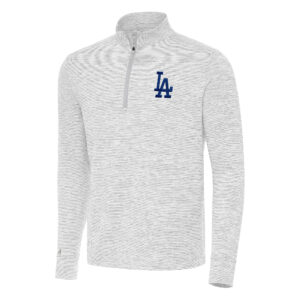 Men's Antigua Gray/White Los Angeles Dodgers Cause Quarter-Zip Top