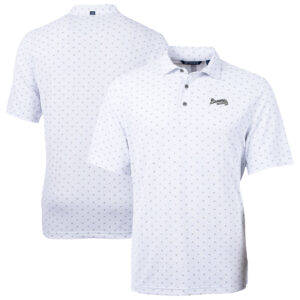Men's Cutter & Buck White Atlanta Braves Virtue Eco Pique Tile Print Recycled Polo