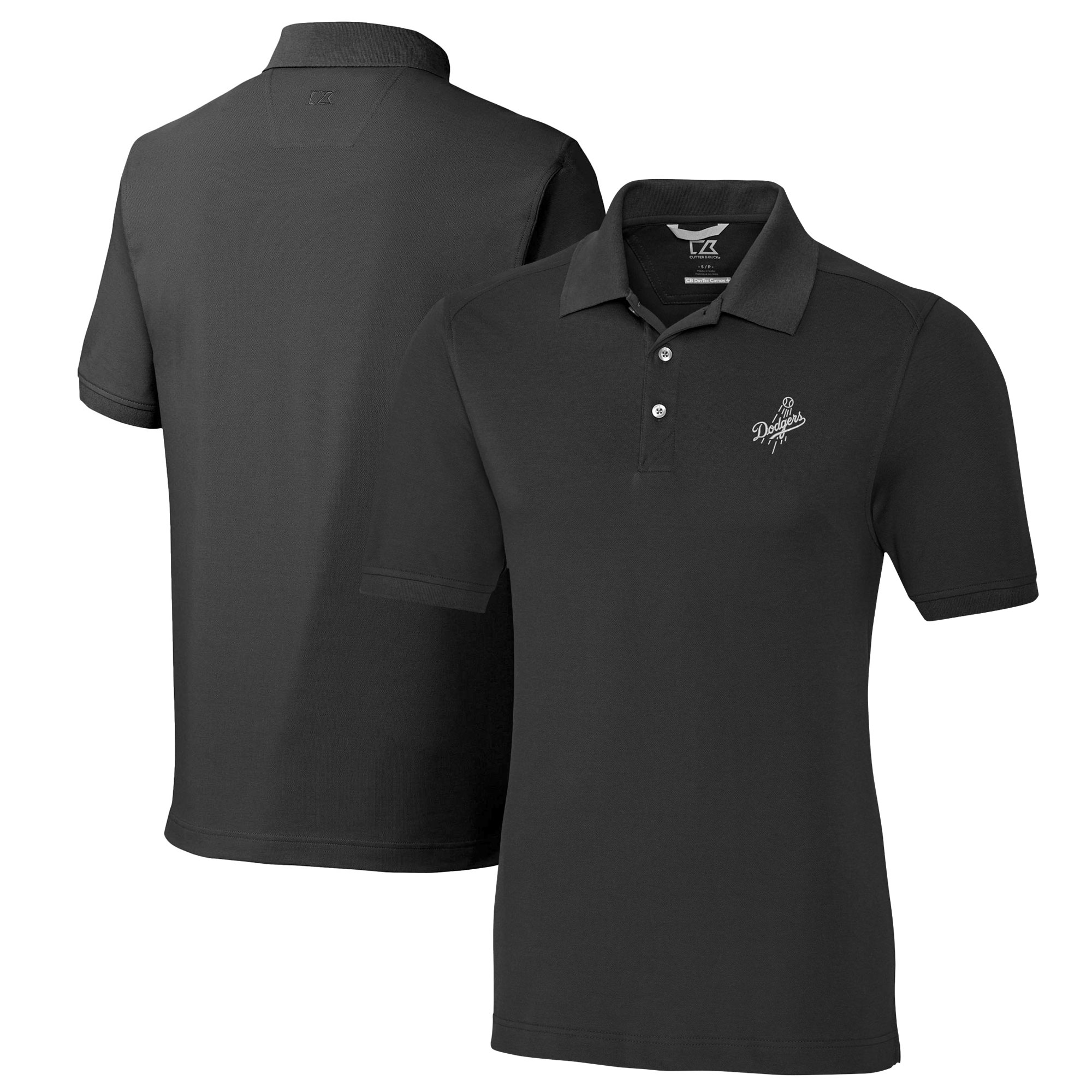 Men's Cutter & Buck Black Los Angeles Dodgers Big & Tall Advantage Eco Pique DryTec Tri-Blend Polo