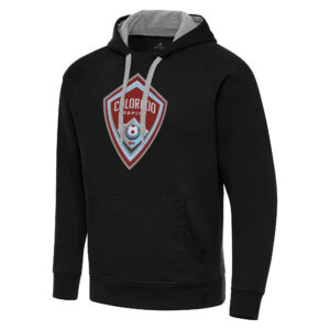 Men's Antigua Black Colorado Rapids Big & Tall Team Crest Victory Raglan Pullover Hoodie