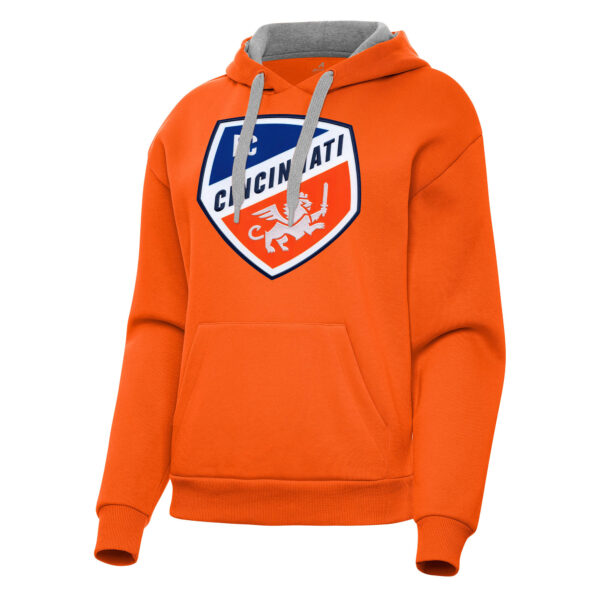 Women's Antigua Orange FC Cincinnati Victory Pullover Hoodie