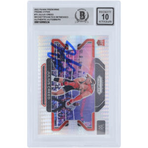 Julius Creed WWE Autographed 2022 Panini Prizm Hyper Prizm #75 Beckett Fanatics Witnessed Authenticated 10 Rookie Card