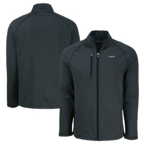 Men's Cutter & Buck  Heather Black New Orleans Saints Peshastin Eco Fleece Recycled Raglan Tri-Blend Full-Zip Jacket
