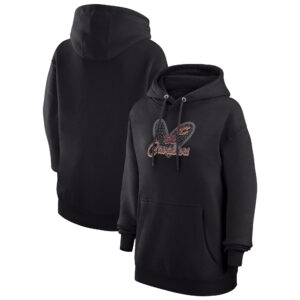 Women's G-III 4Her by Carl Banks Black Cleveland Cavaliers Leopard Heart Graphic Fleece Pullover Hoodie