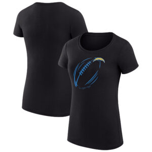 Women's G-III 4Her by Carl Banks Black Los Angeles Chargers Subtle Football Fitted T-Shirt