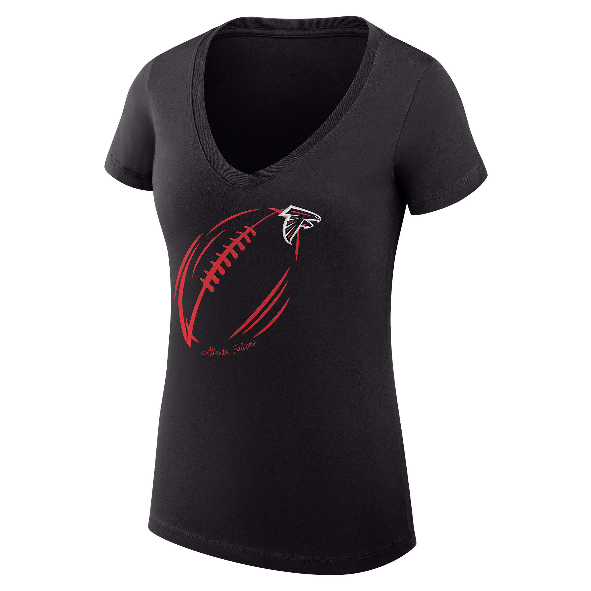 Women's G-III 4Her by Carl Banks Black Atlanta Falcons Subtle Football Fitted V-Neck T-Shirt - Image 6