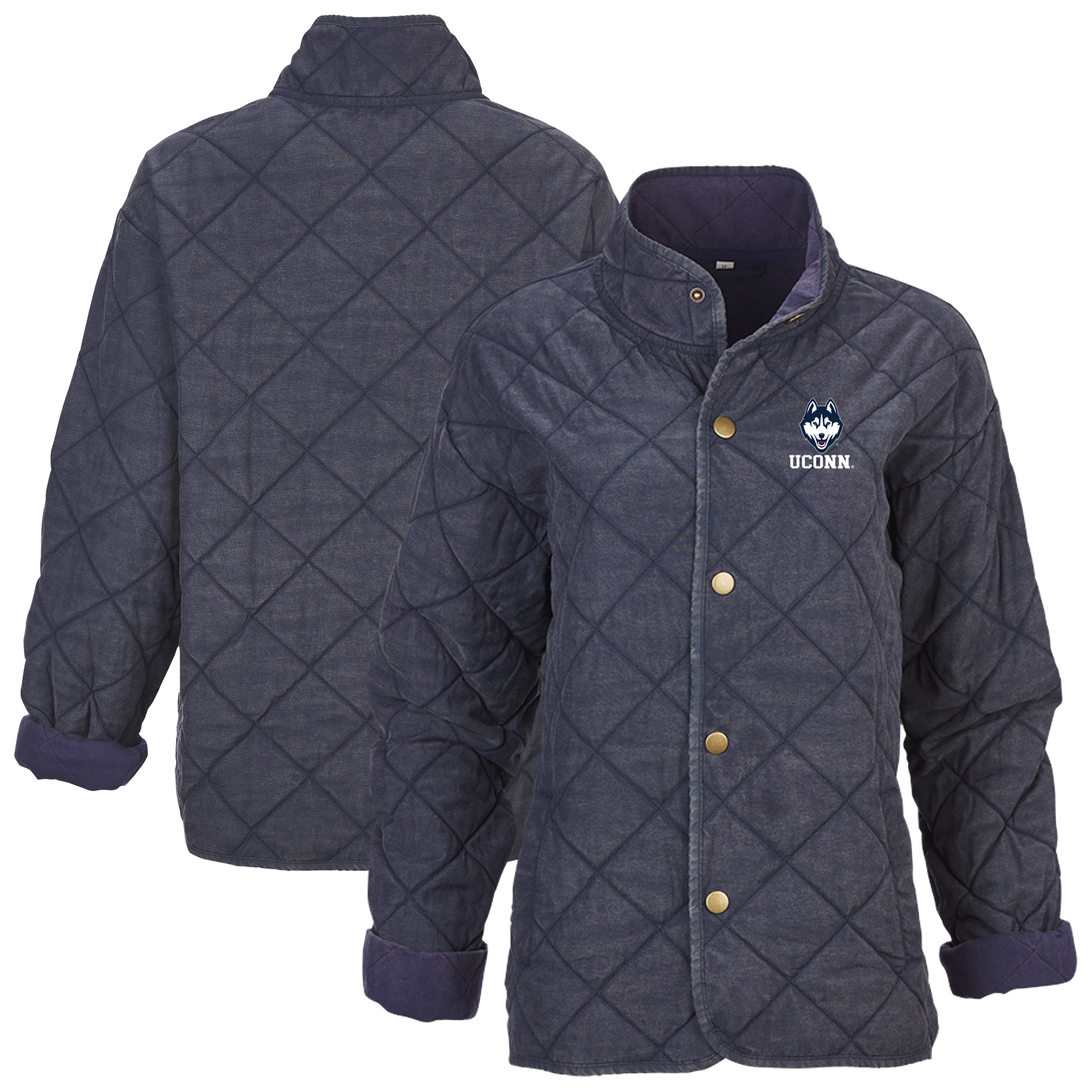Women's Boxercraft Navy UConn Huskies Quilted Market Full-Zip Jacket
