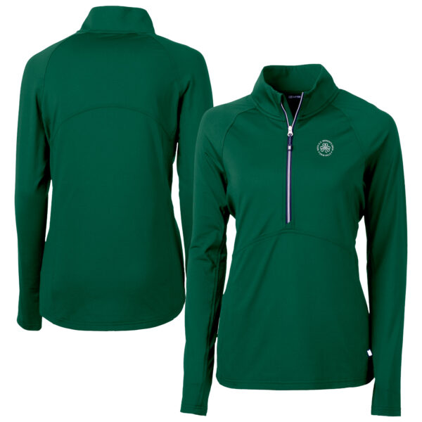 Women's 2025 U.S. Women's Open Cutter & Buck Hunter Green Adapt Eco Knit Stretch Recycled DryTec Raglan Half-Zip Top