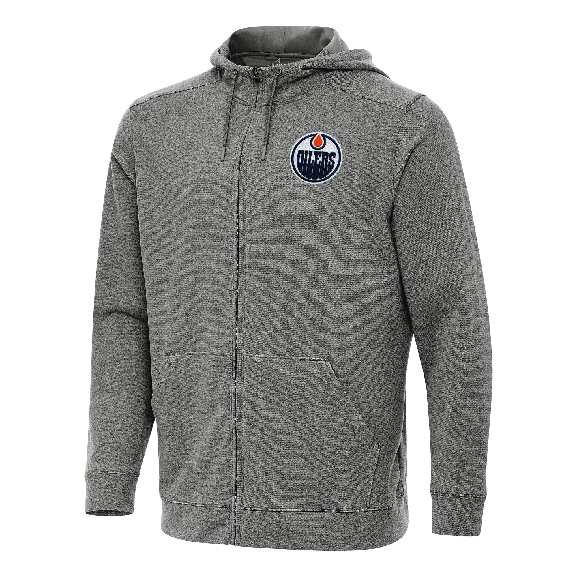 Men's Antigua Heather Black Edmonton Oilers Effortless Full-Zip Hoodie Jacket